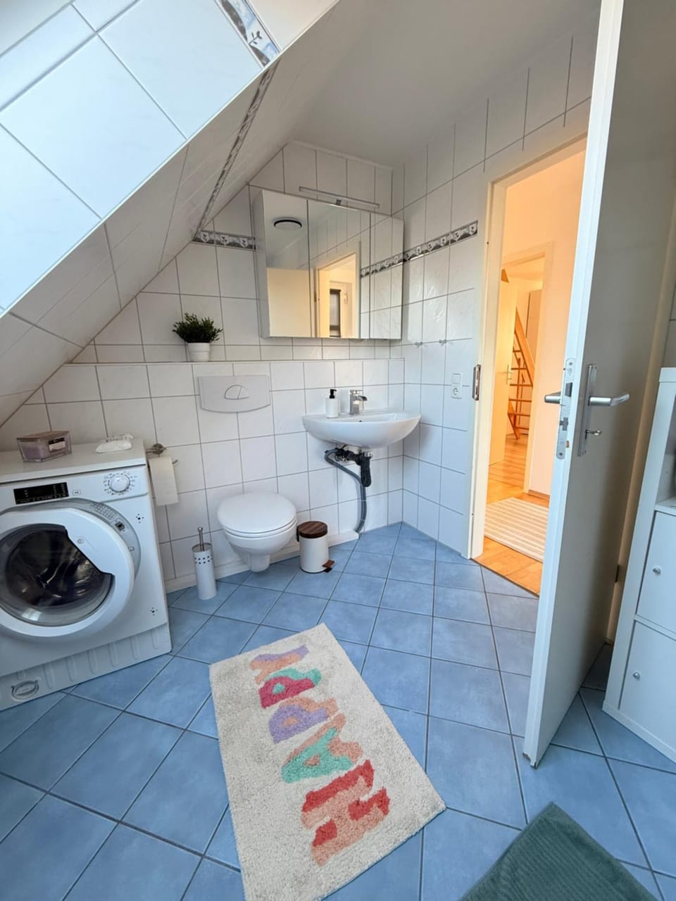 Bathroom, washing machine, dryer