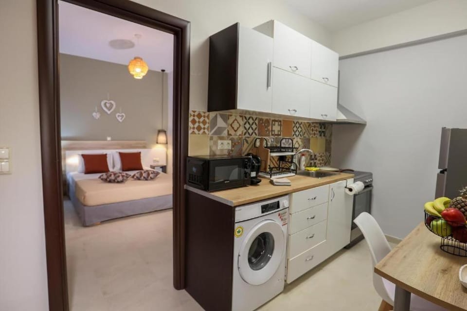 Bed, Kitchen or kitchenette, Photo of the whole room, Bedroom, oven, stove, washing machine
