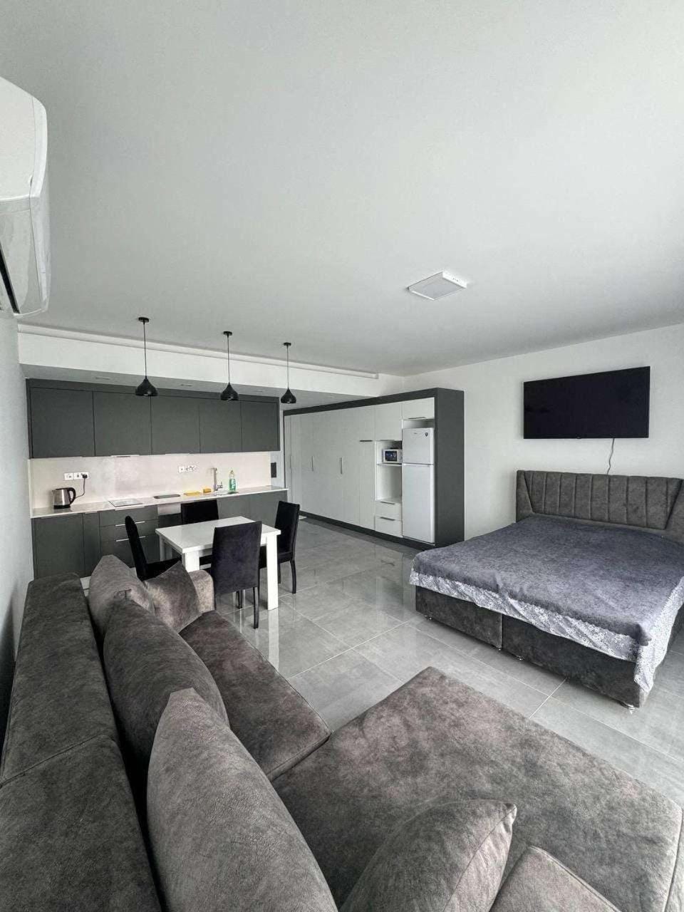 Bed, Kitchen or kitchenette, Living room