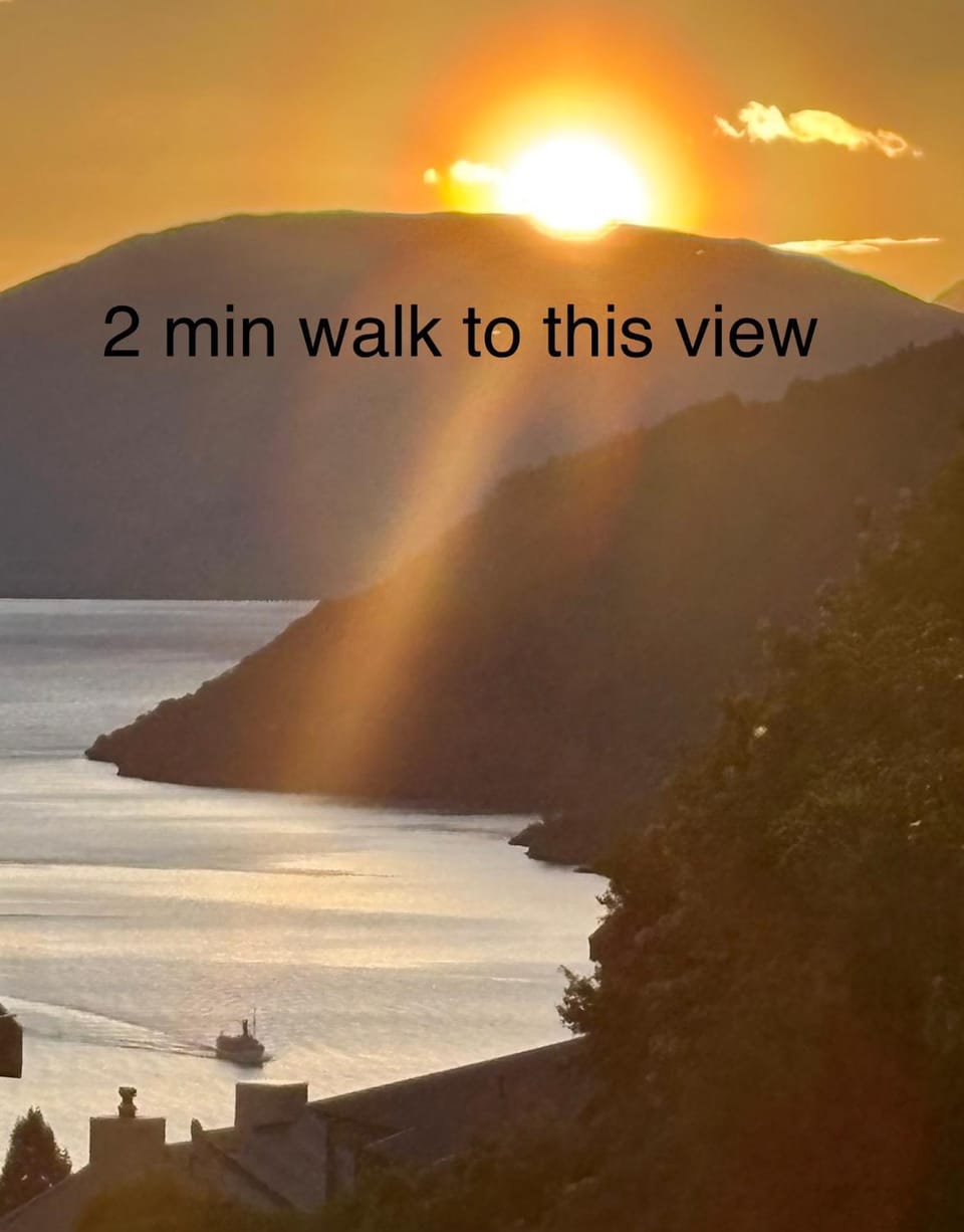 Nearby landmark, Natural landscape, Lake view, Mountain view, Sunset