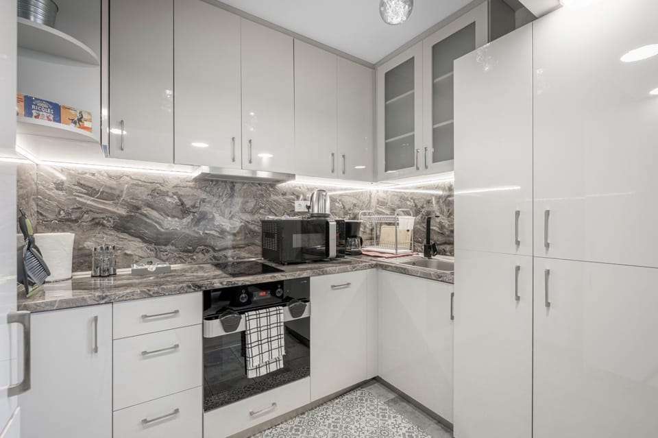 Kitchen or kitchenette, dishwasher, oven