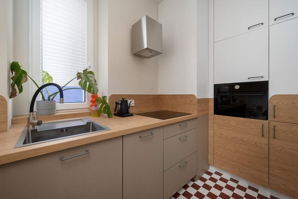 Kitchen or kitchenette, dishwasher, stove