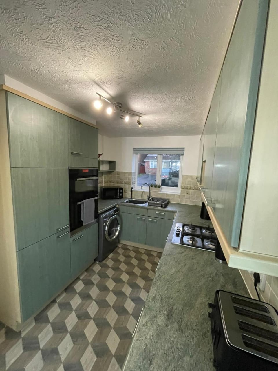 microwave, stove, washing machine, kitchen