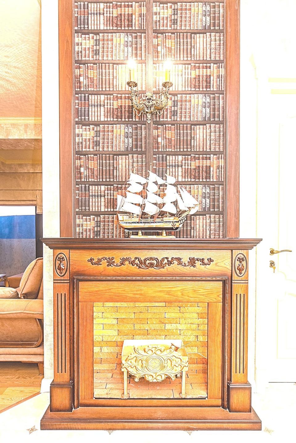 Living room, fireplace