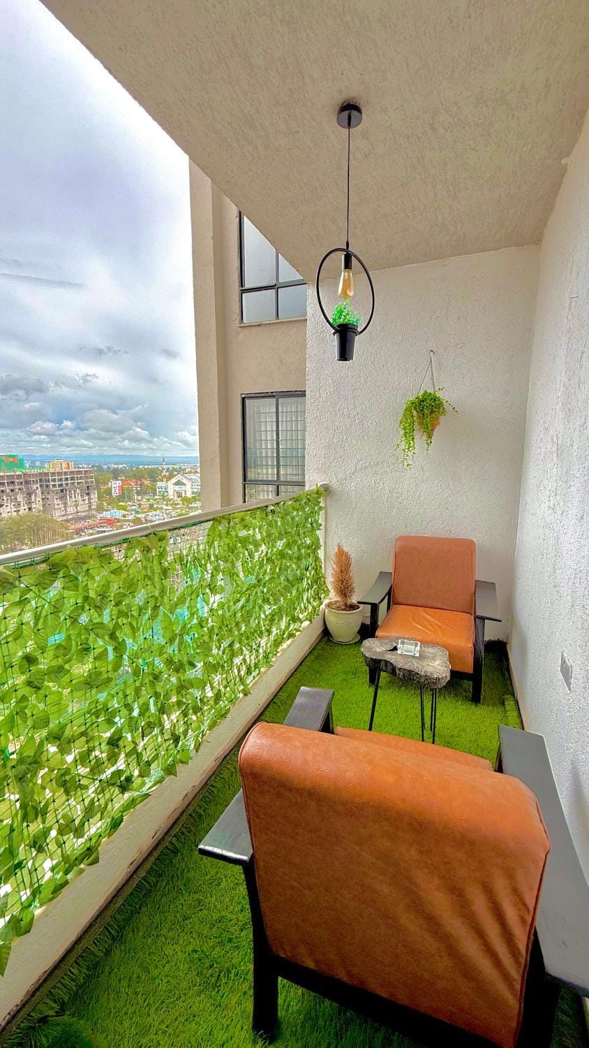 Patio, Spring, Day, Garden, View (from property/room), Balcony/Terrace, Living room, Seating area, Garden view
