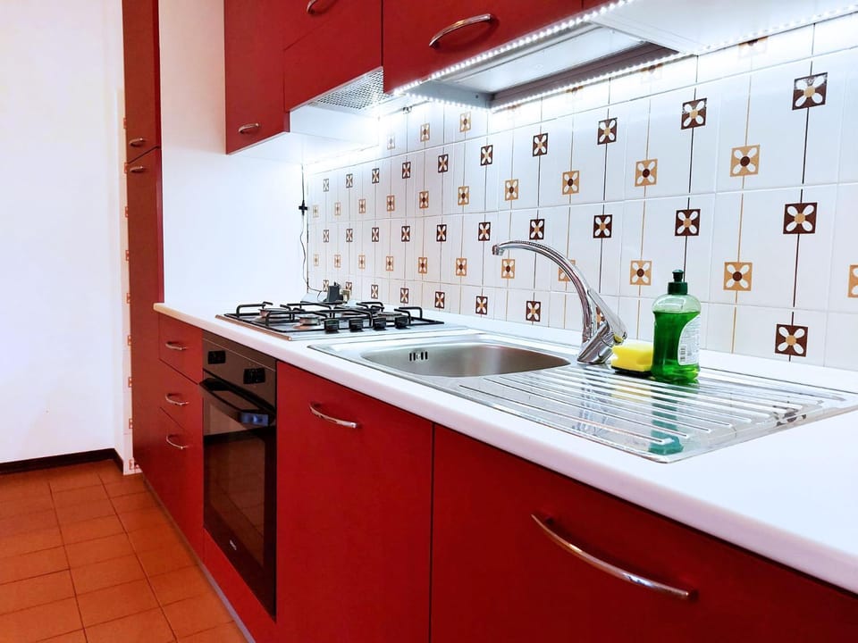 Kitchen or kitchenette, stove