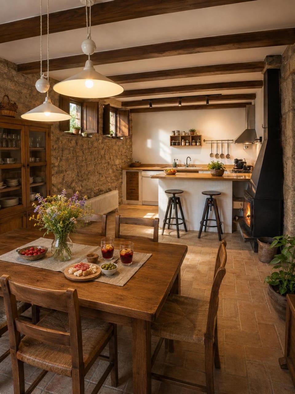 Kitchen or kitchenette, Food and drinks, Meals, fireplace, oven, stove, kitchen