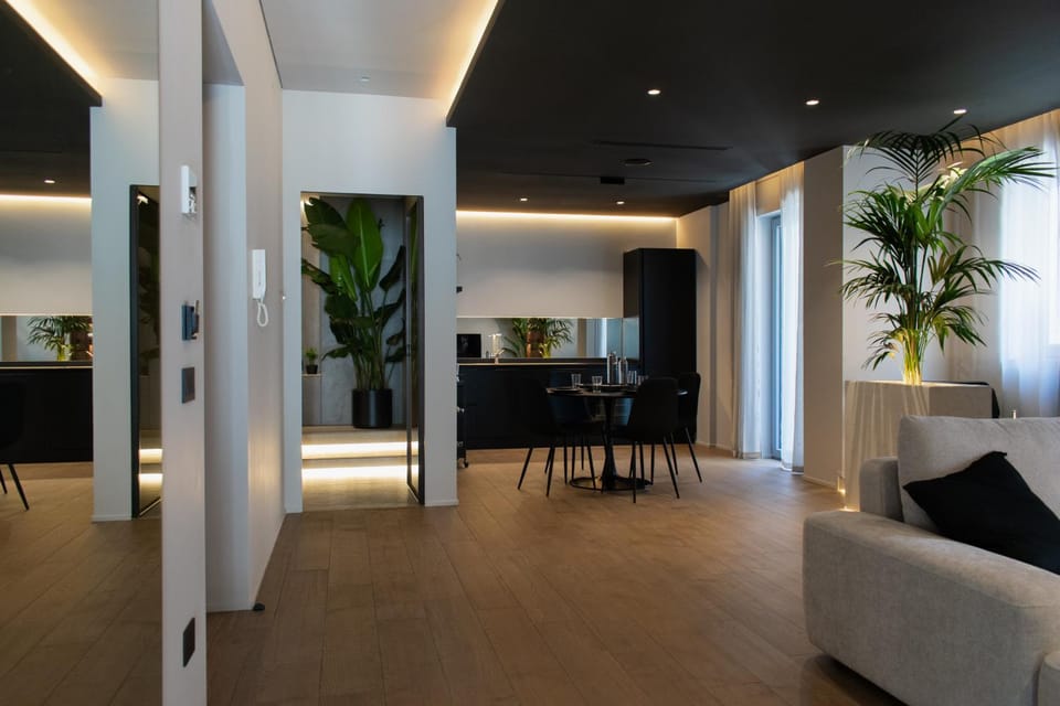 Bathroom, Living room, Dining area