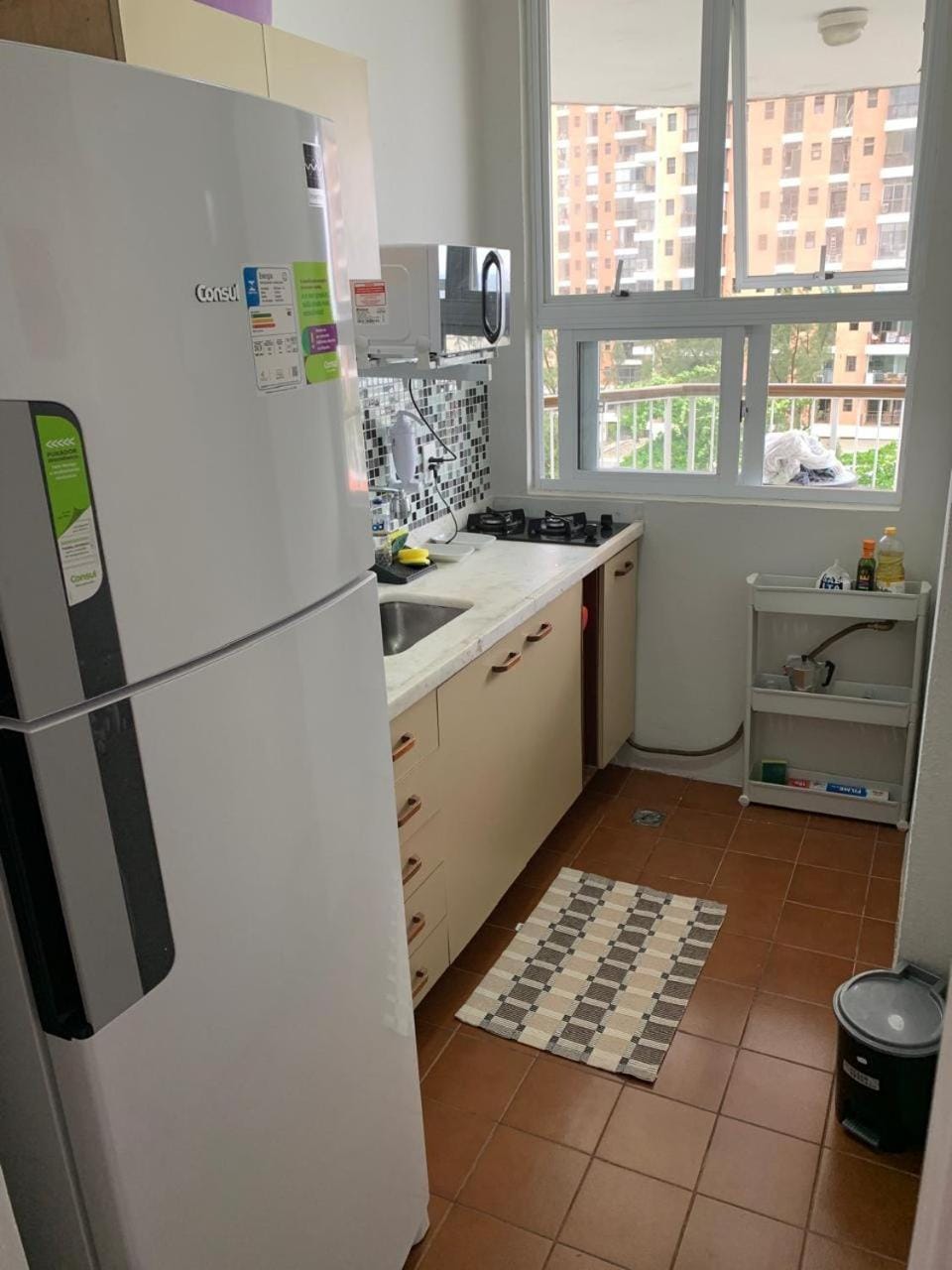 Kitchen or kitchenette, stove