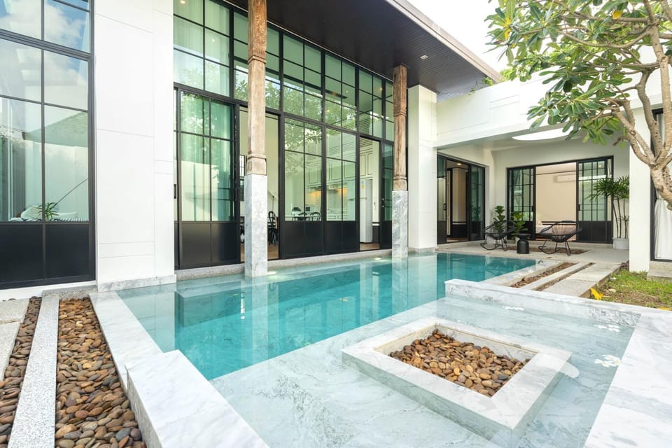 Property building, Patio, Pool view, Swimming pool