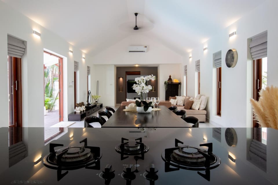 Living room, Dining area, Pool view, kitchen, air conditioner