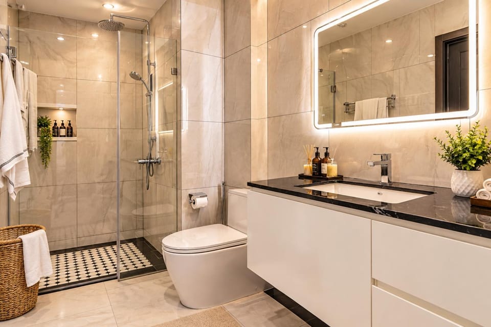 Shower, Toilet, towels