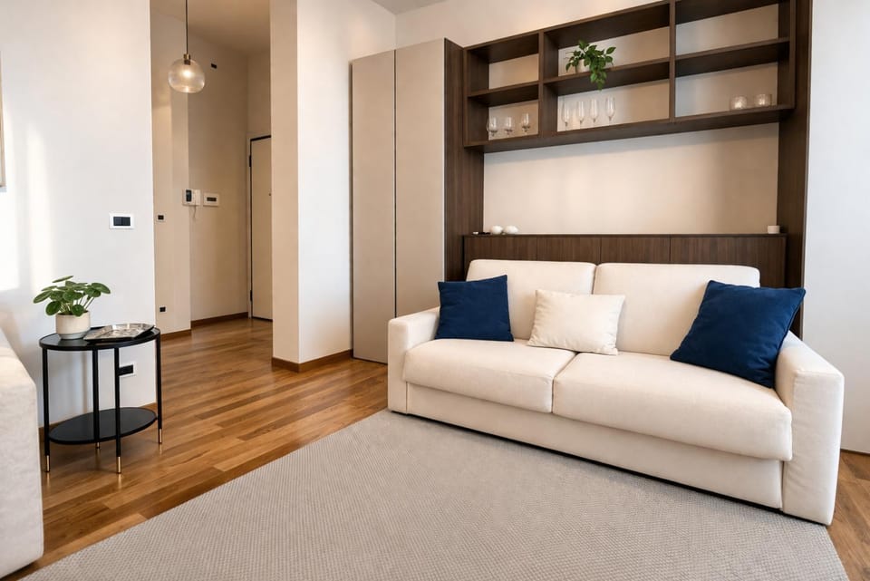 Bed, Living room, Photo of the whole room, Seating area, Bedroom