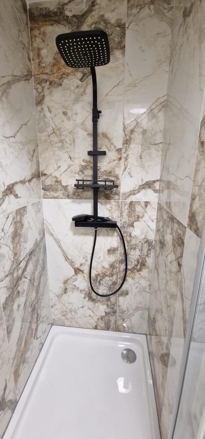 Shower, Property building, Bathroom