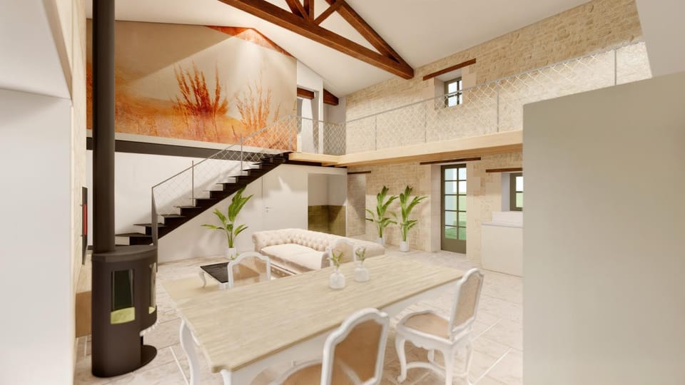 Kitchen or kitchenette, Living room, Seating area, Dining area
