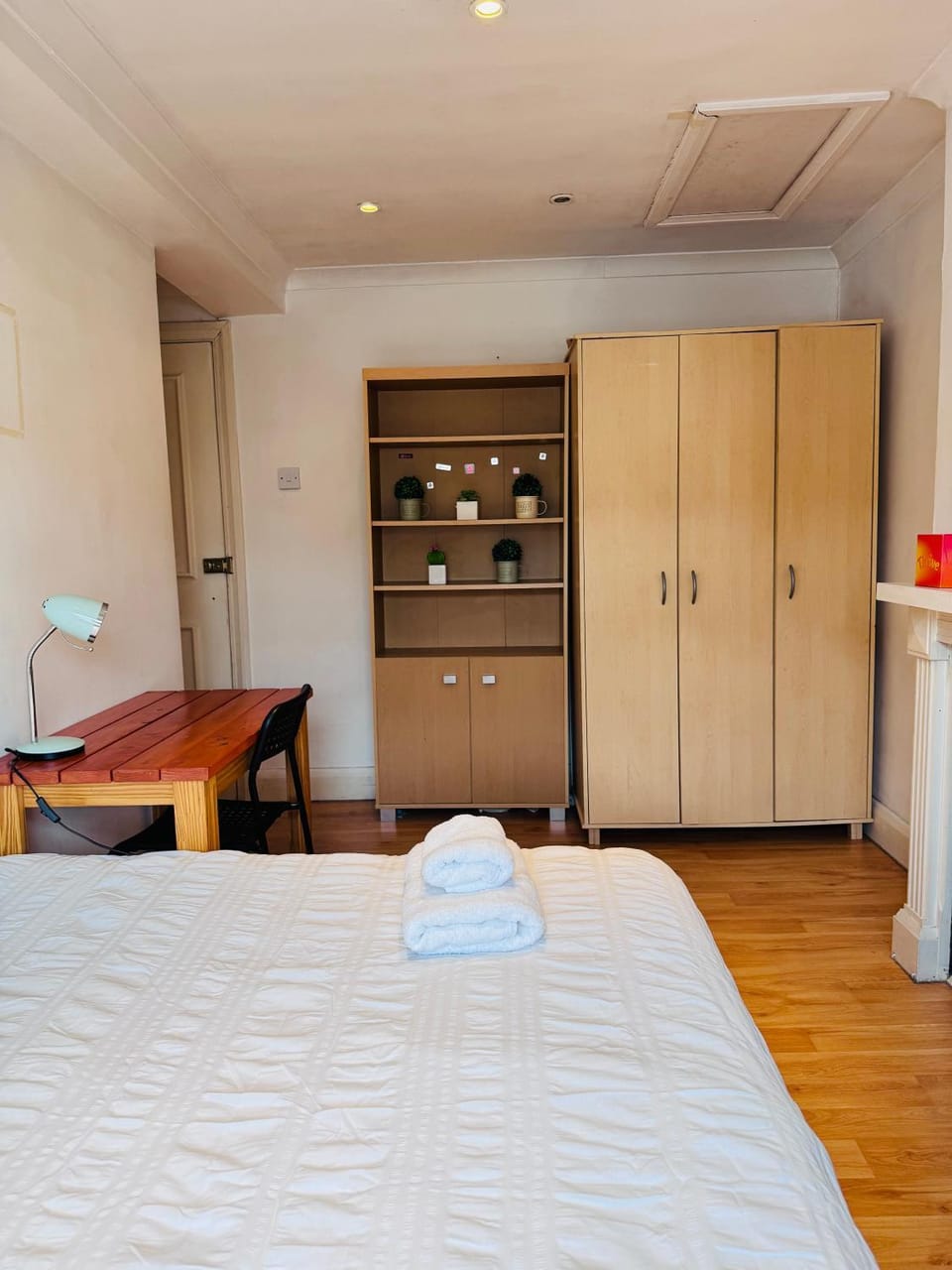 Bed, Photo of the whole room, Bedroom, towels, wardrobe