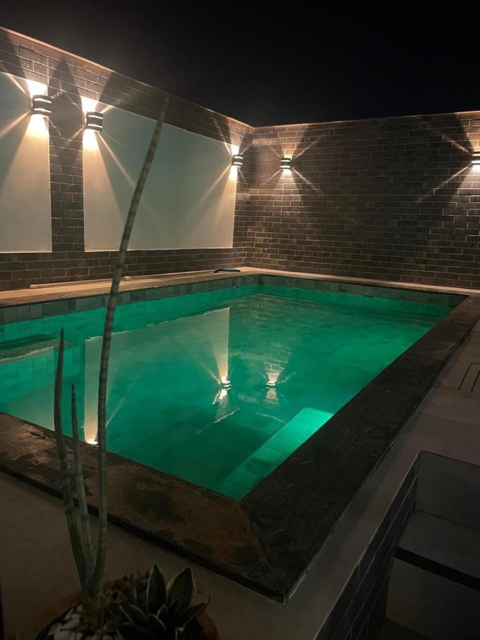 Night, Pool view, Swimming pool