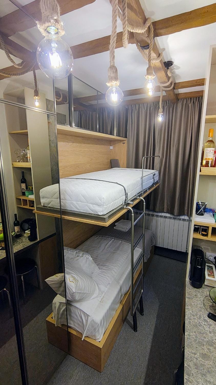 Bed, Photo of the whole room, Bedroom, bunk bed, wardrobe