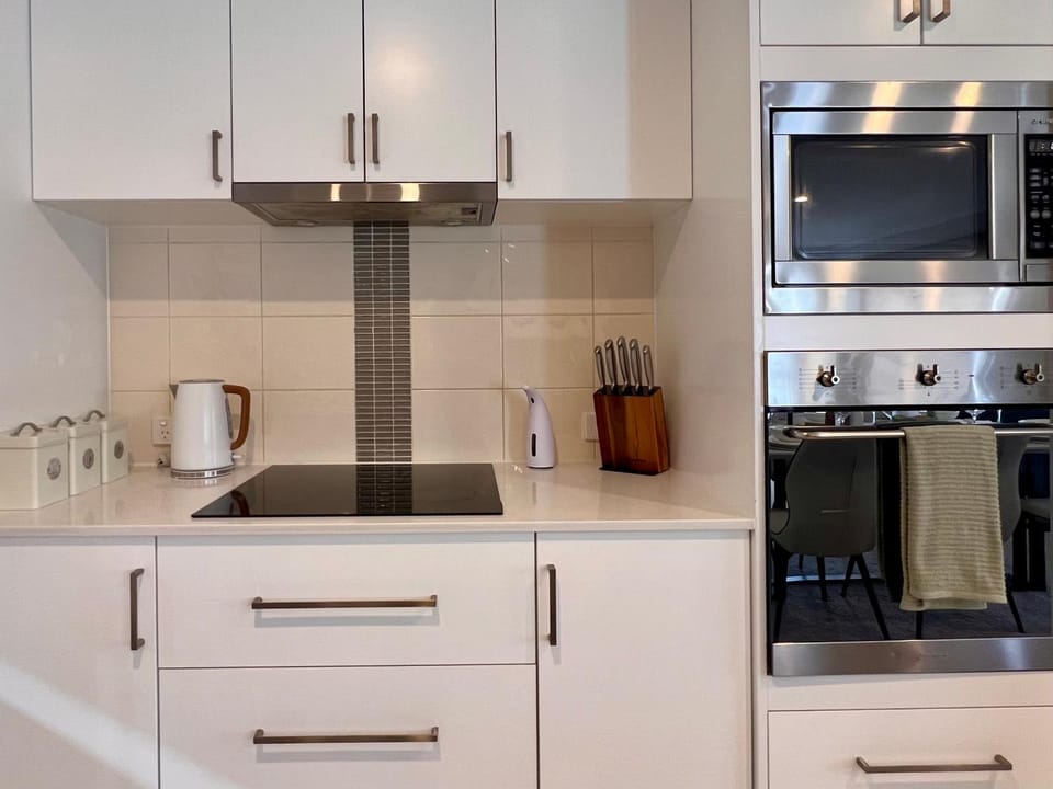 Kitchen or kitchenette, stove