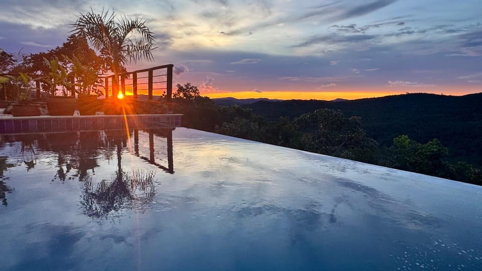 Day, Natural landscape, Mountain view, Pool view, Swimming pool, Sunset