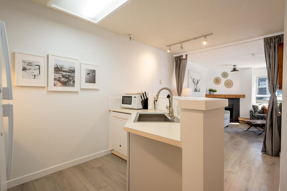 Kitchen or kitchenette, microwave