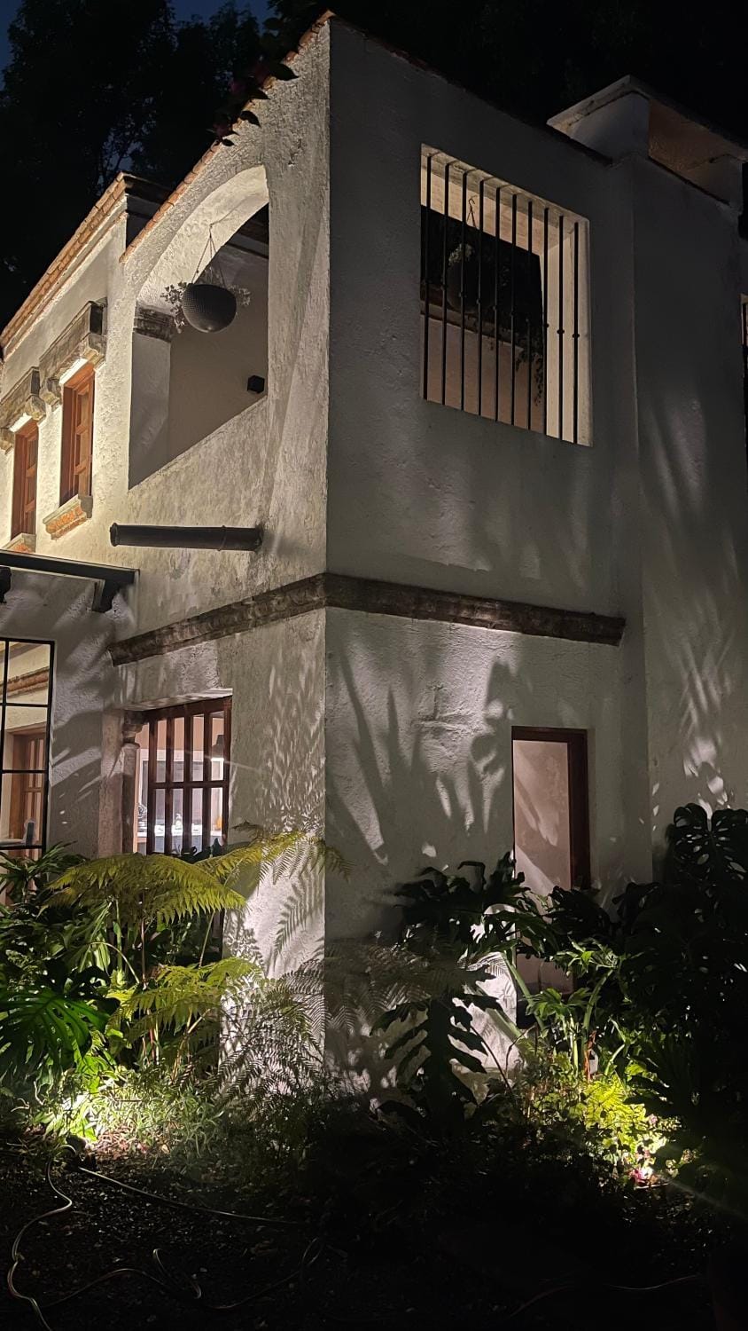 Property building, Night, Garden, Garden view