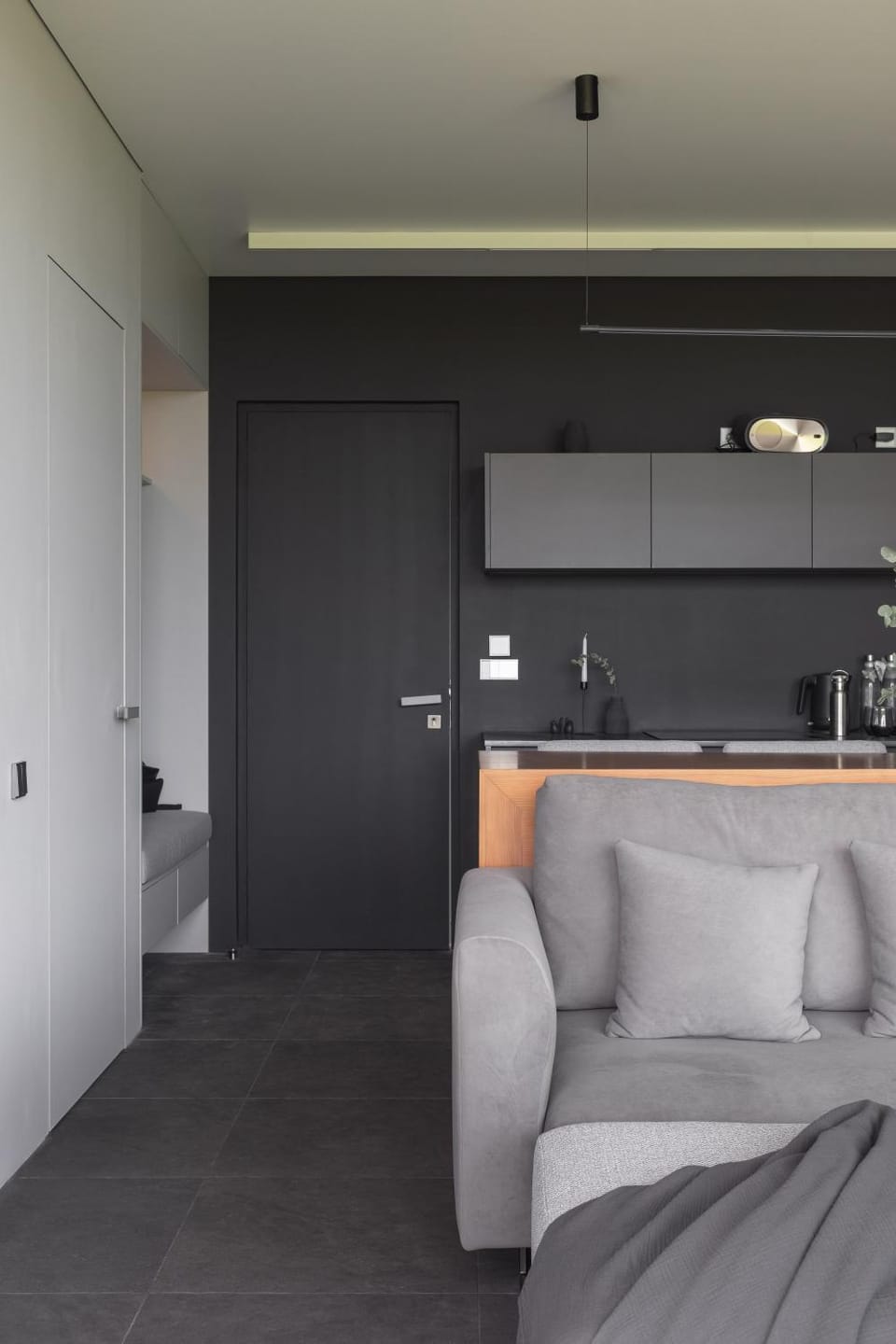 Kitchen or kitchenette, Living room, Seating area