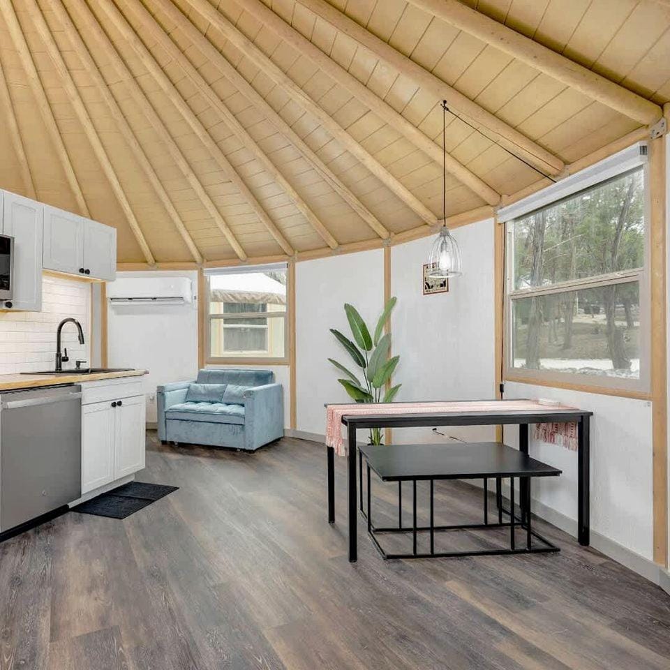 Luxurious Connected Yurt Cabins with Private Hot Tubs Near Canyon Lake, Texas Hill Country Cabin in Canyon Lake