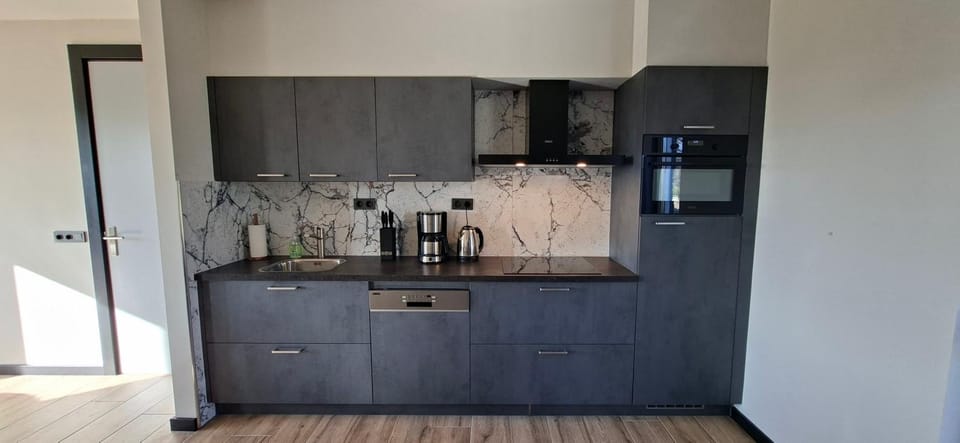 Coffee/tea facilities, Kitchen or kitchenette, oven, stove