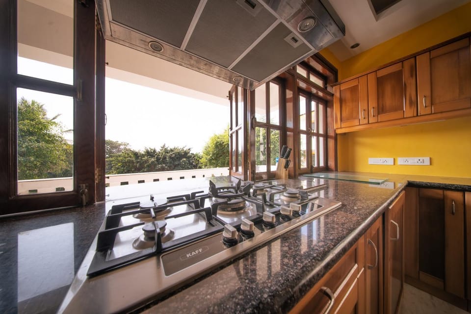 Kitchen or kitchenette, stove
