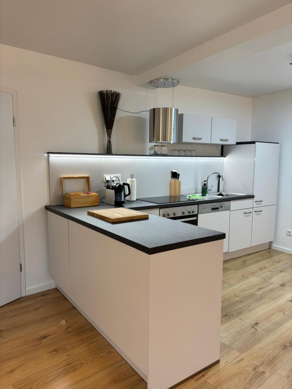 Kitchen or kitchenette, dishwasher, stove