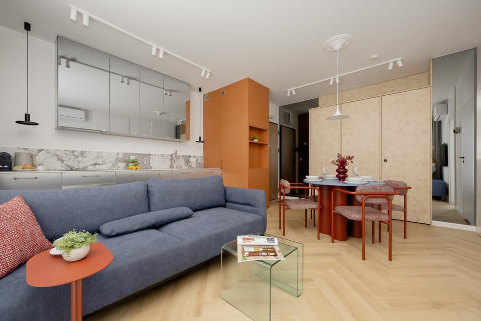 Kitchen or kitchenette, Living room, Seating area, Dining area, wardrobe