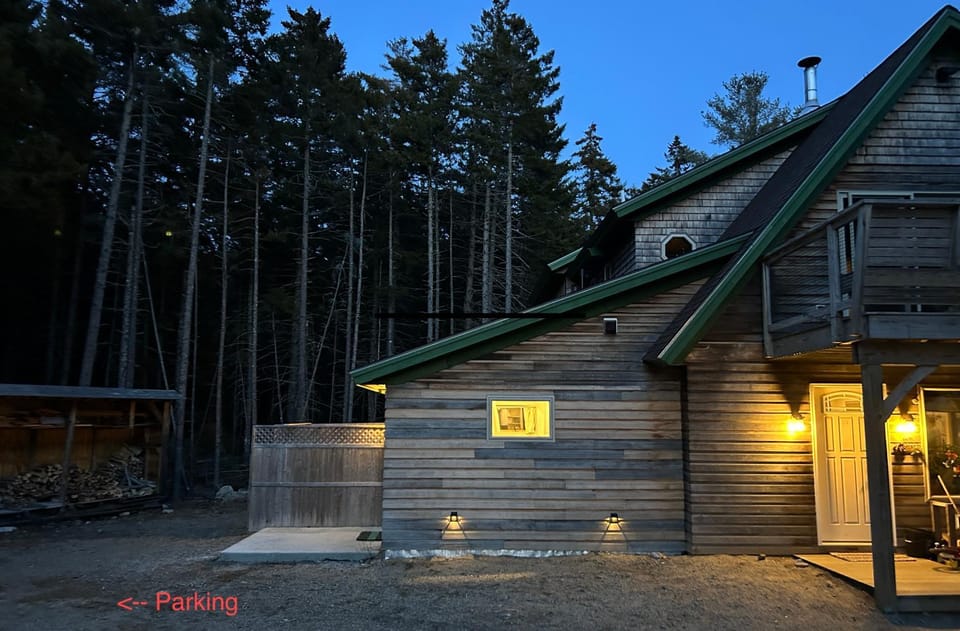 Property building, Facade/entrance, Night, Natural landscape, Balcony/Terrace, Parking