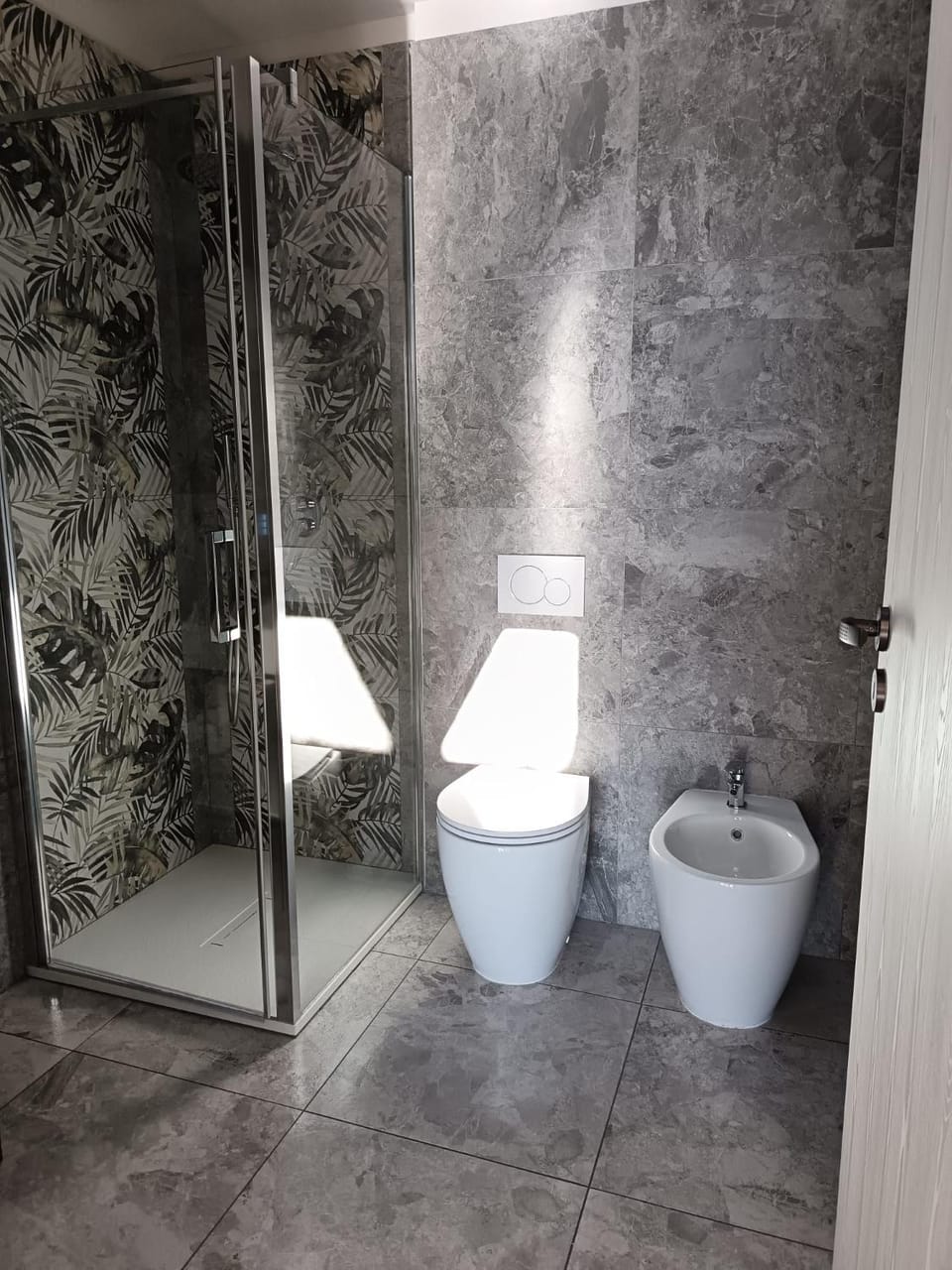 Shower, Toilet, Bathroom, bidet, hair dryier, towels