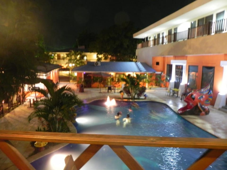 Facade/entrance, Night, Balcony/Terrace, Pool view