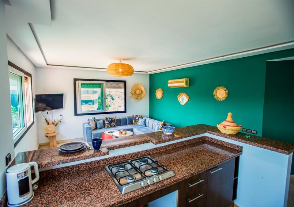 Living room, kitchen