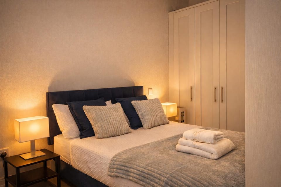 Bed, Photo of the whole room, Bedroom, towels, wardrobe