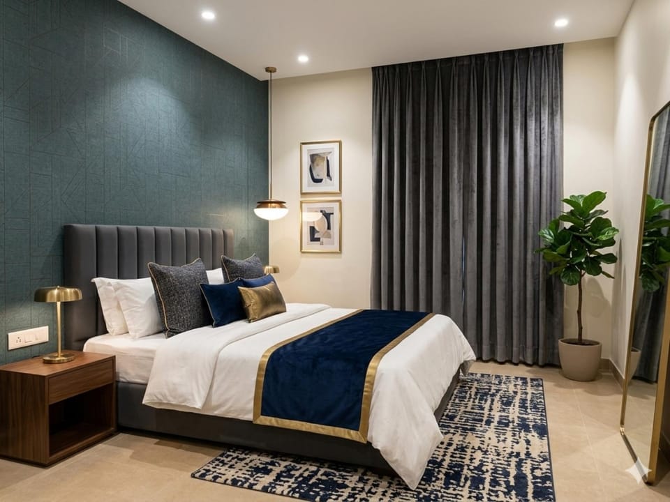 Bed, Living room, Photo of the whole room, Seating area, Bedroom