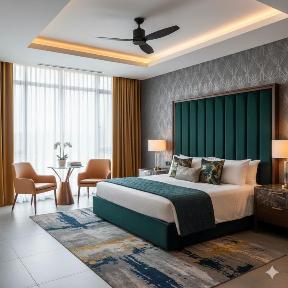 Bed, Living room, Photo of the whole room, Seating area, Bedroom, fireplace