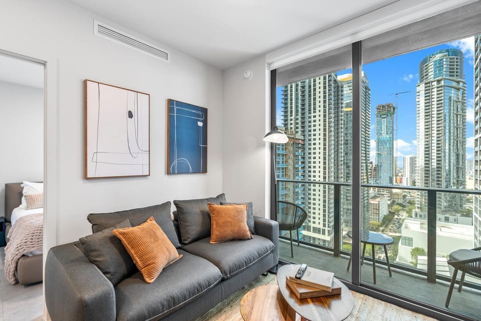 Living room, Seating area, City view