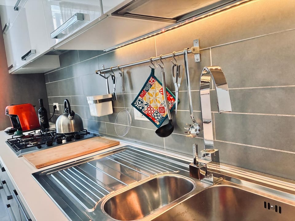 Kitchen or kitchenette, stove
