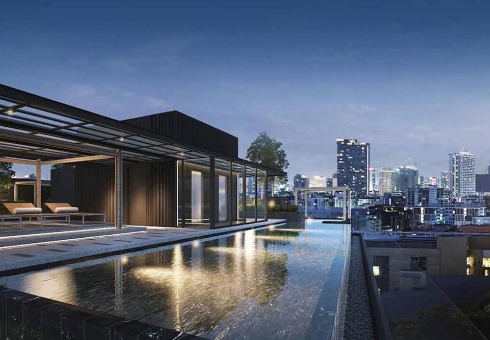 Property building, Night, Pool view, Swimming pool