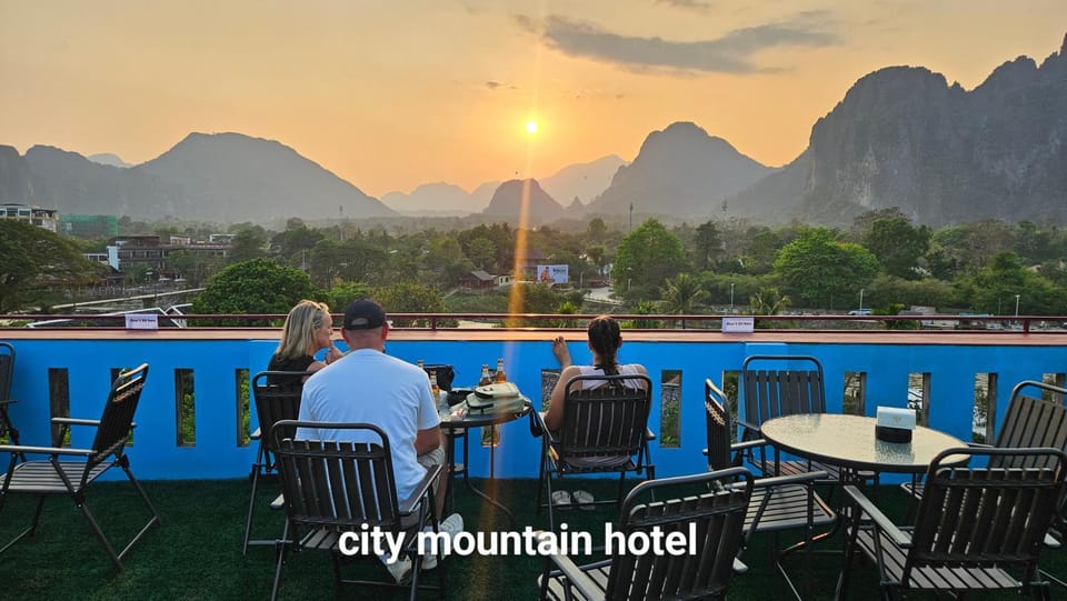 Property building, Natural landscape, Mountain view, Sunset