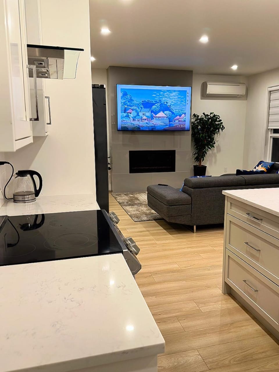 Kitchen or kitchenette, oven