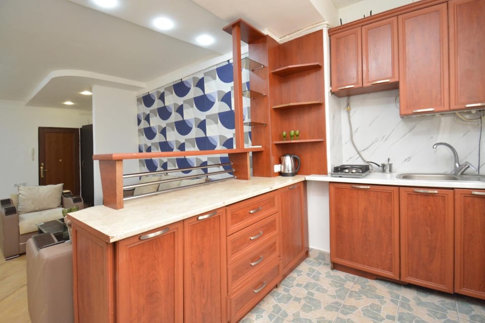 Kitchen or kitchenette, minibar, stove