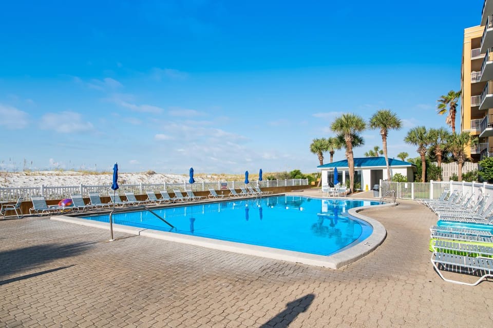 Resort condo on the beach with Gulf views pools hot tub gym & game room House in Panama City Beach