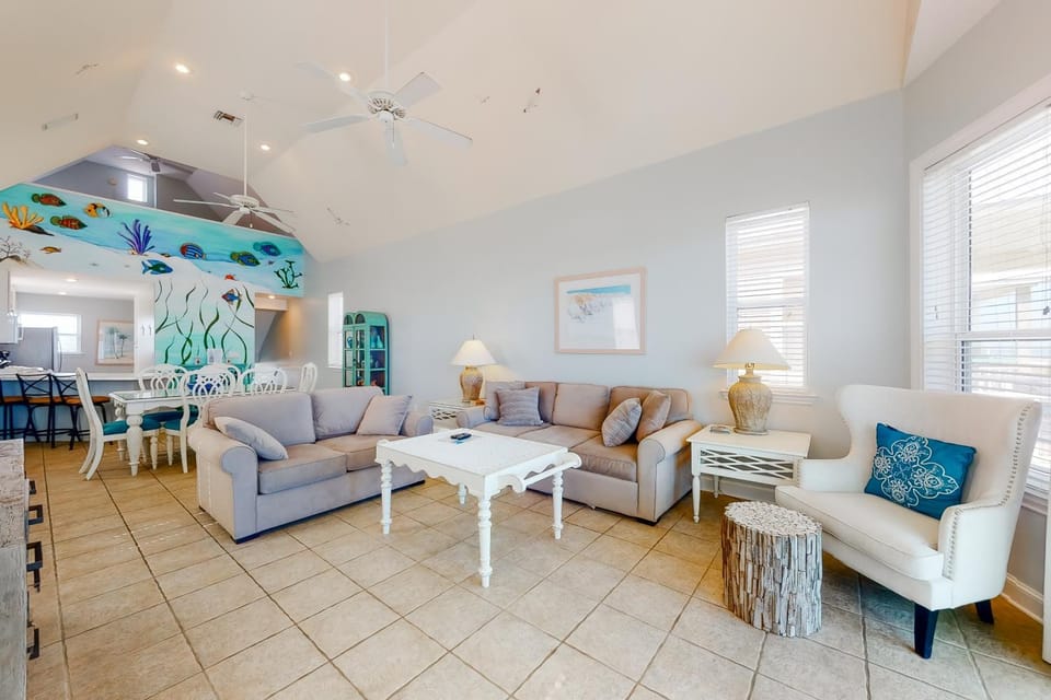 Dog-friendly beachfront home with private boardwalk park style grill deck beach view House in Saint George Island