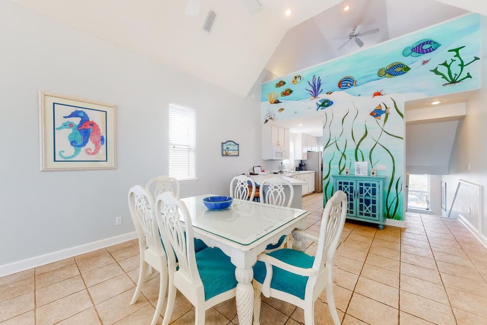 Dog-friendly beachfront home with private boardwalk park style grill deck beach view House in Saint George Island