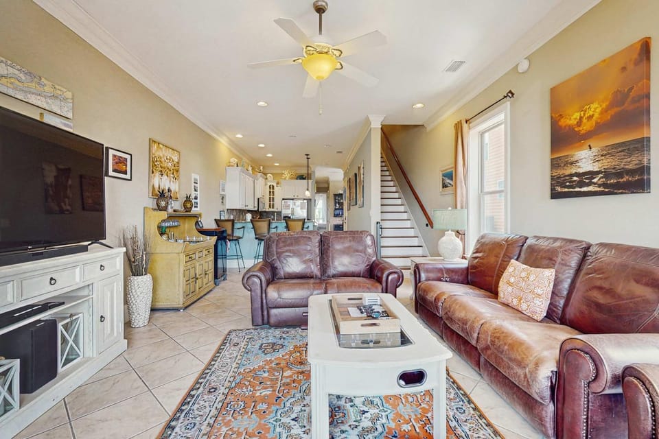 Lofted beach getaway with lovely water views saltwater pool & multiple decks House in West Beach