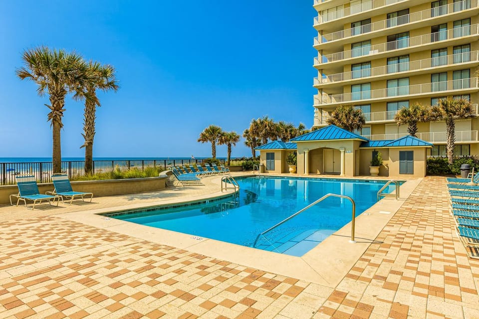 Large beachfront condo with views from private balcony and shared hot tub & pool House in Orange Beach